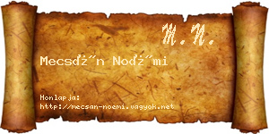 Mecsán Noémi névjegykártya